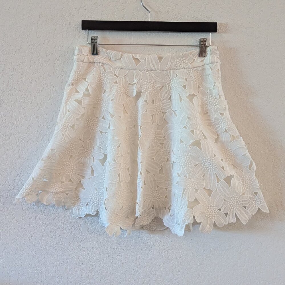 White lace mini skirt